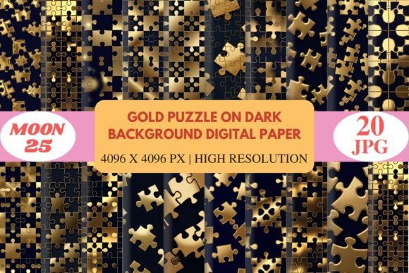 Download Gold Puzzle on Dark Background Digital P - Gold Collection