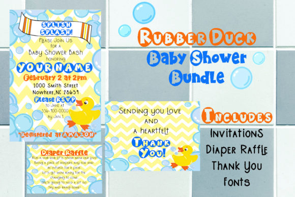 Download Rubber Duck Baby Shower Bundle and Fonts - Rubber Collection