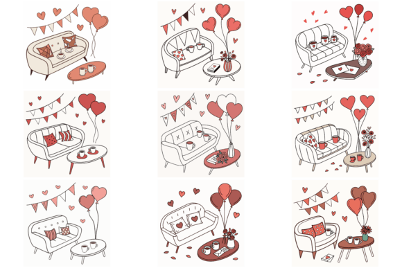 Download Cozy Retro Couch with Coffee Mugs - Coffee Collection
