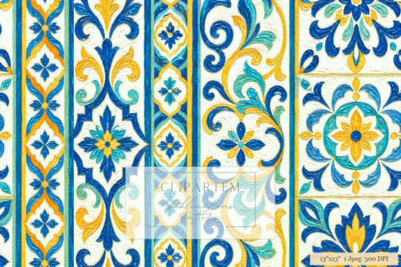 Download Sicilian Majolica Tile Blue Gold Pattern - Gold Collection