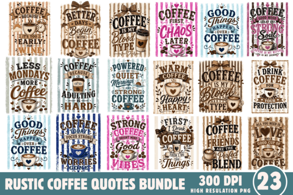 Download Rustic Coffee Quotes PNG Bundle - Coffee Collection