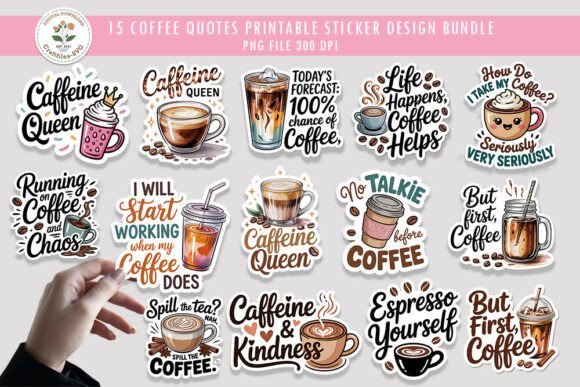 Download Coffee Quotes Printable Sticker Bundle - Coffee Collection